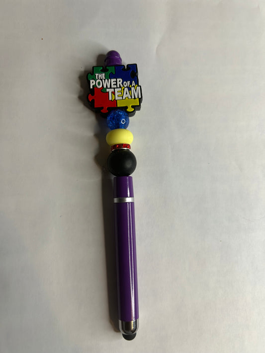 (Autism Awareness)The Power Of A Team Beaded Pen/Stylus