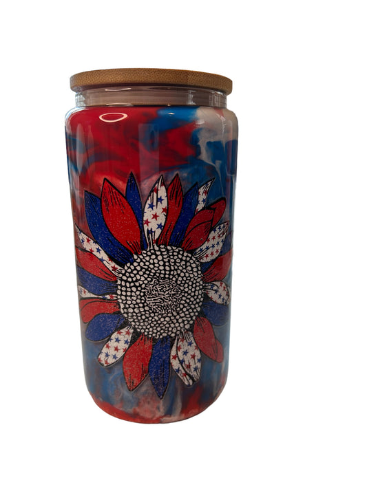 American Flag Sunflower Snowglobe Cup