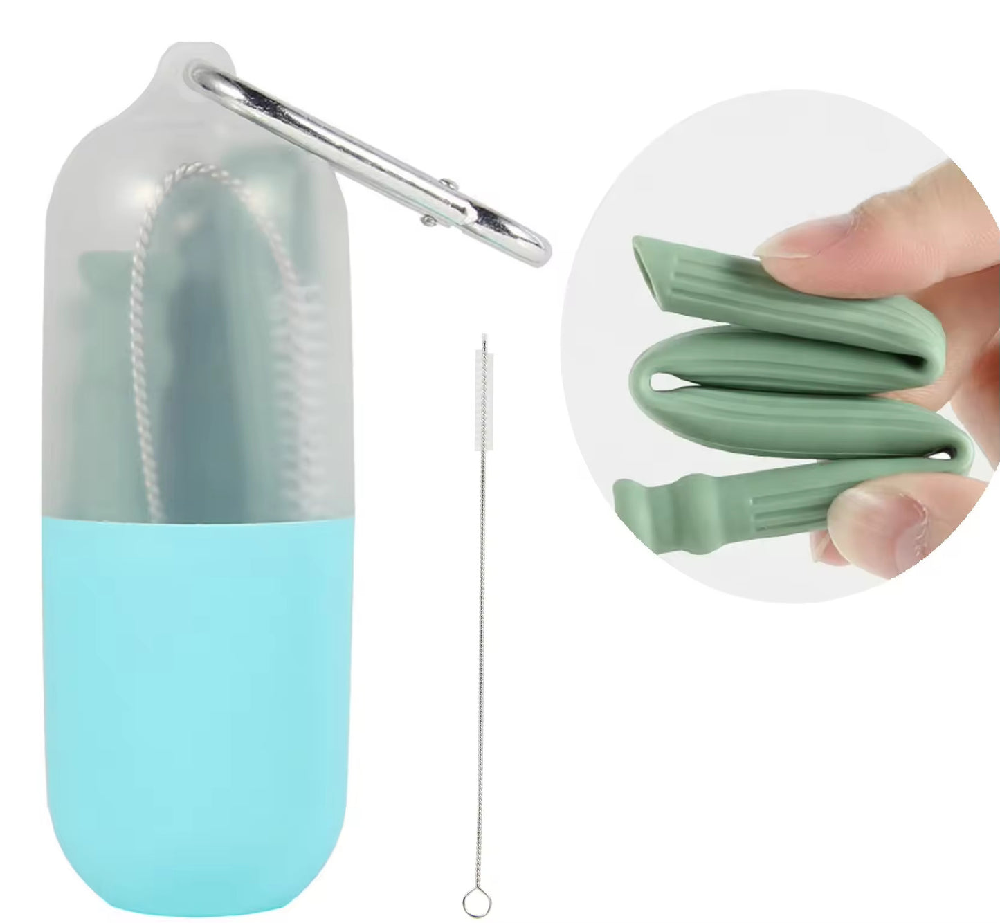 Silicone Folding Straw with Case